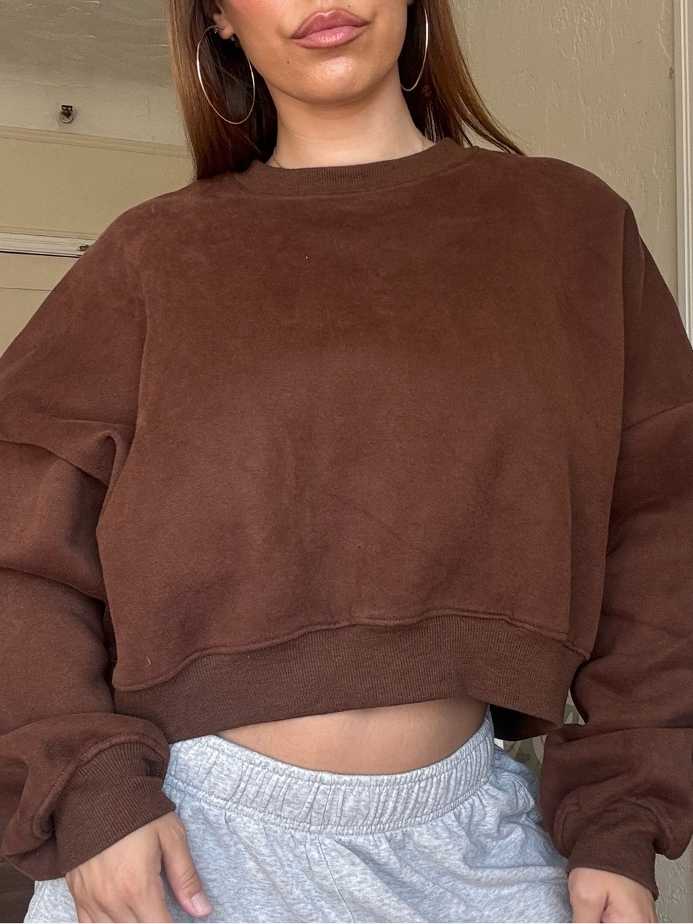 NWOT \\ fleece oversized crop sweatshirt
